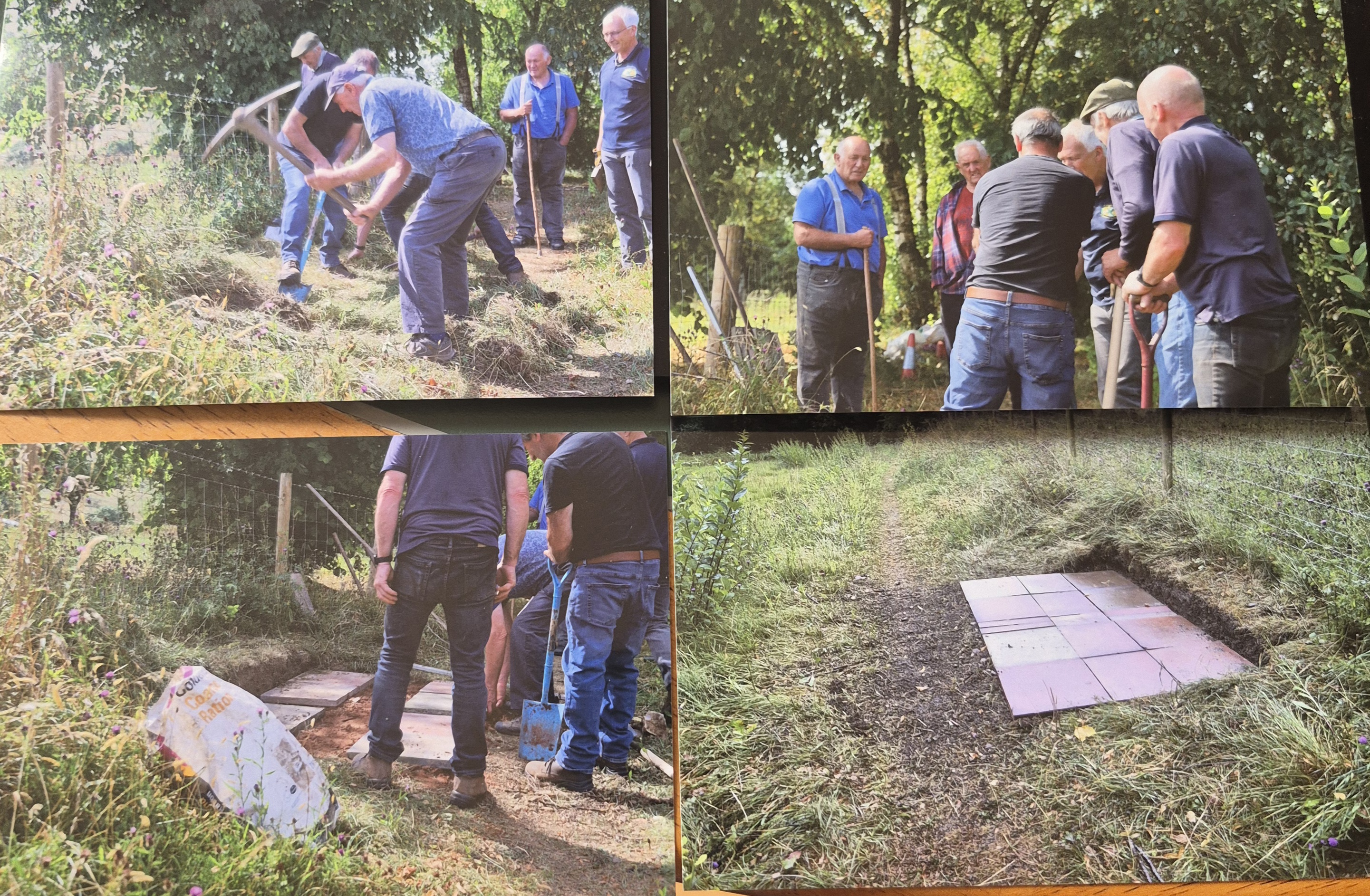 Upper Eden Rotary members laying a paved base for a new bench 2026